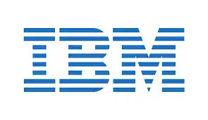 IBM logo in blue on a white background